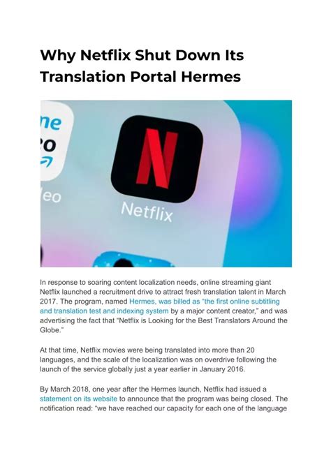 hermes italiano netflix|netflix hermes shut down.